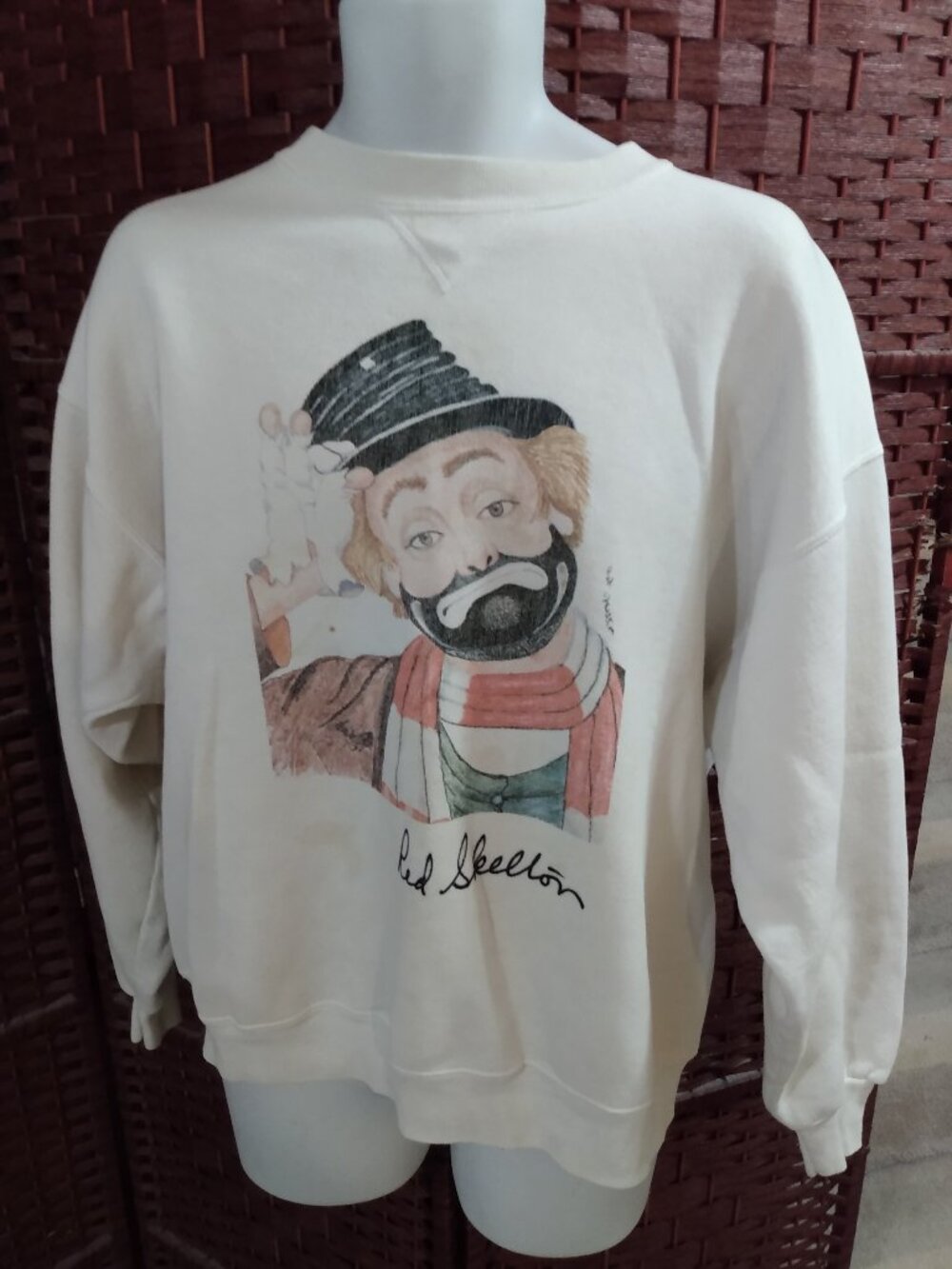 Vintage Red Skelton Sweatshirt Clown Art Freddie The Freeloader XL 80s 90s